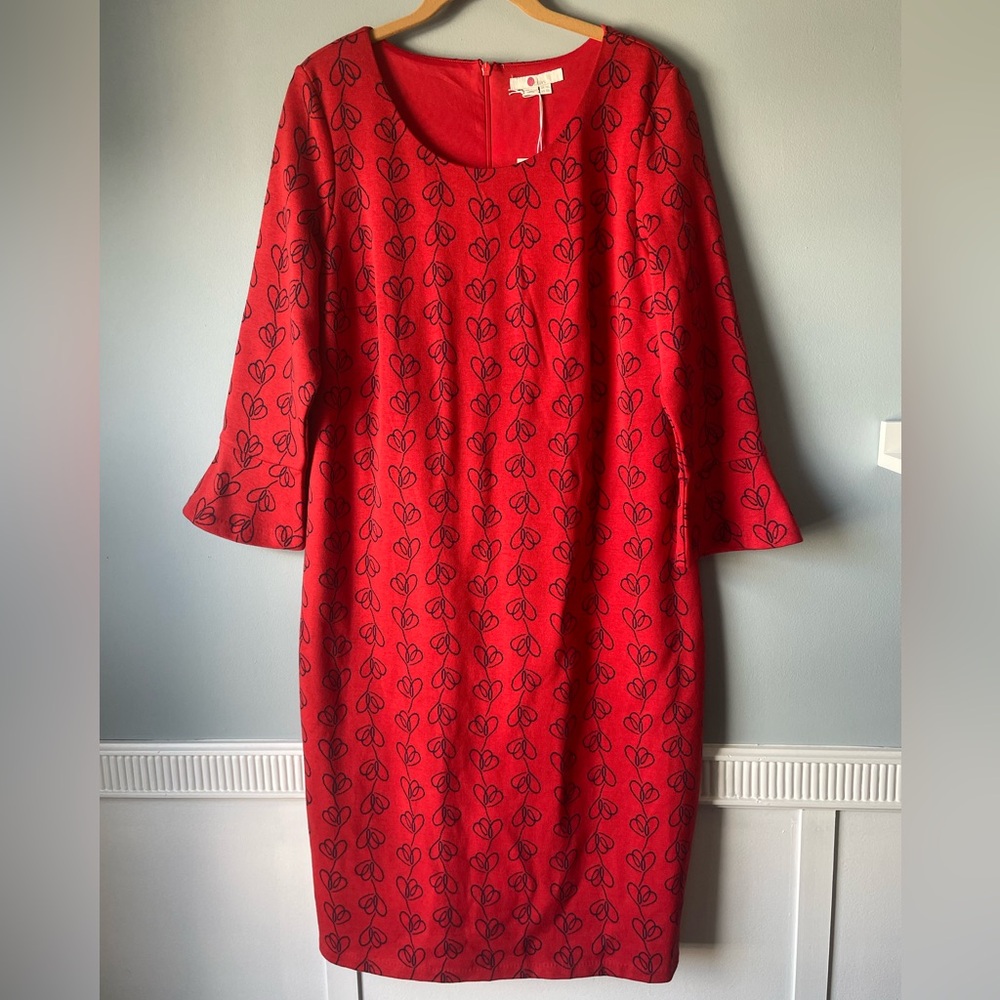 Boden cotton blend dress 3/4 ruffle sleeve floral shift tall long